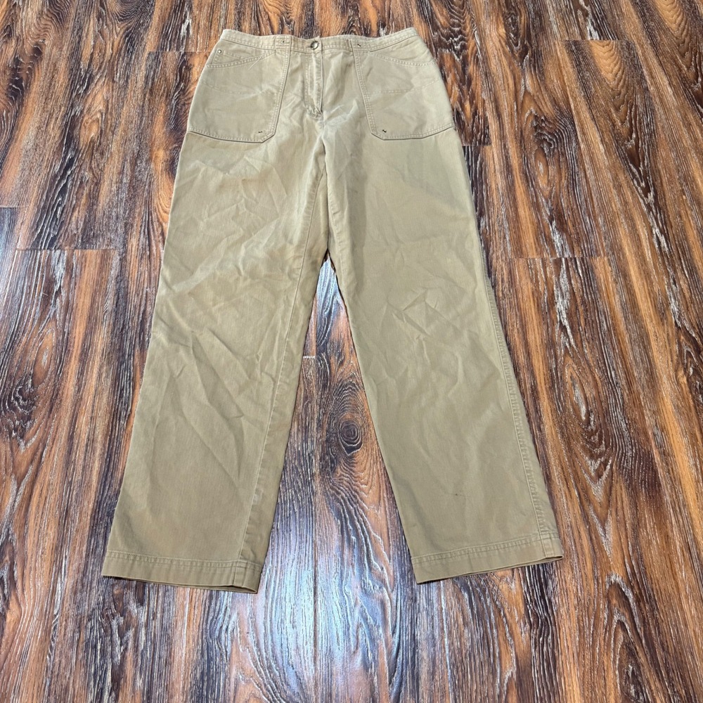 VTG Ralph Lauren Khaki Chino Pants Womens 12 Tan Cotton Straight Leg Trousers